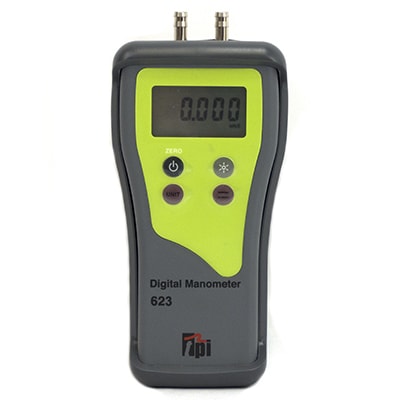 623 Dual Input High Resolution Digital Manometer (3 Decimal Place Resolution) c/w Rubber Boot