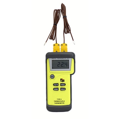 343 Dual Input K-Type Thermocouple Thermometer with Field Calibration